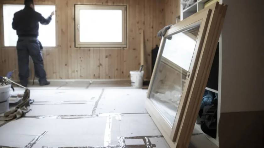 A skilled worker doing a home remodeling