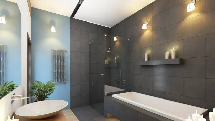 A stunning bathroom remodel on the basement