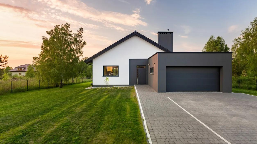 Modern Black and White Home with Stucco
