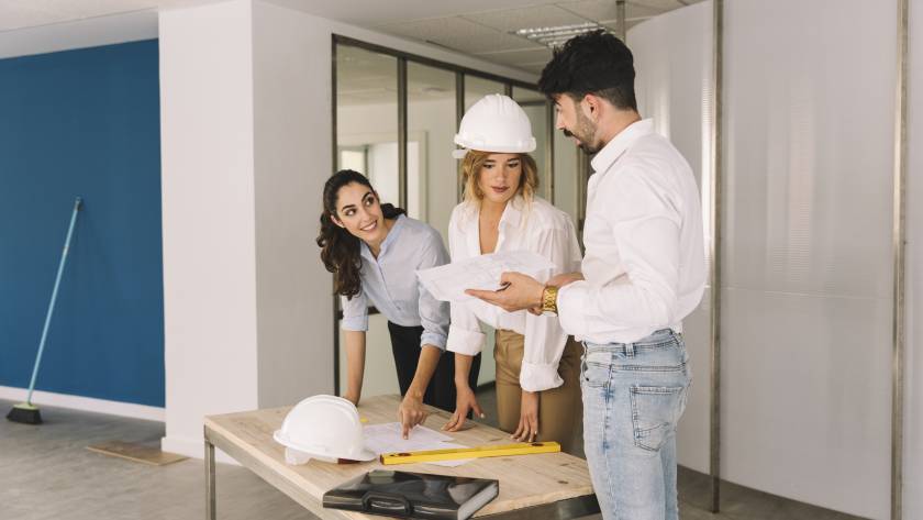 A team working on a home remodeling project